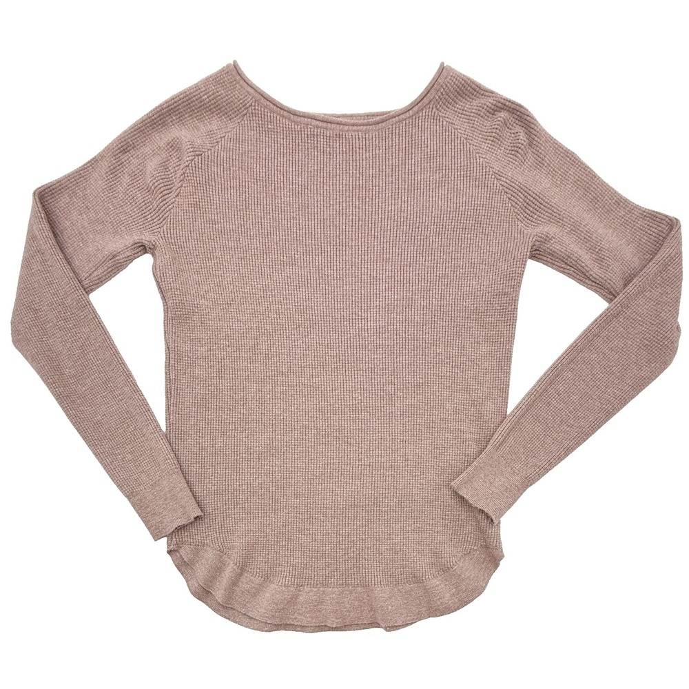 Bohme Essentials Waffle Knit Top Womens Small‎ Pink Long Sleeve Cozy